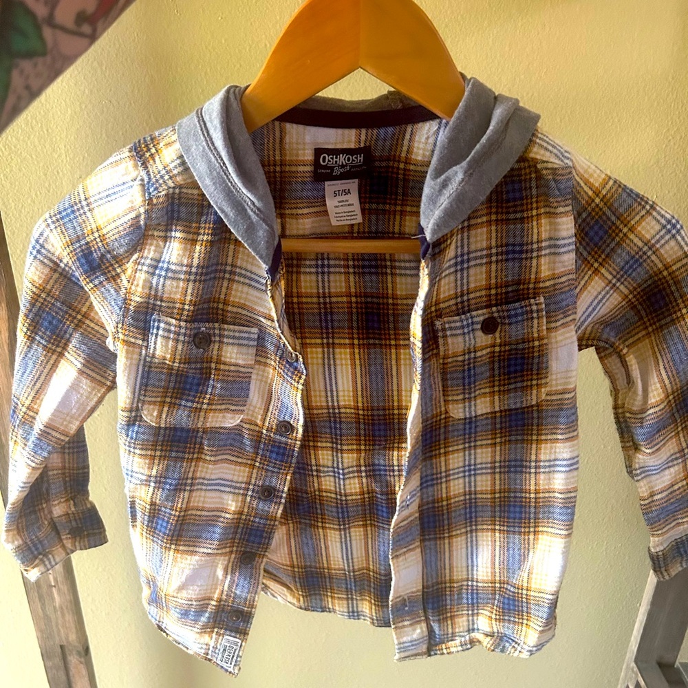 Toddler/kids Oshkosh button up plaid hoodie